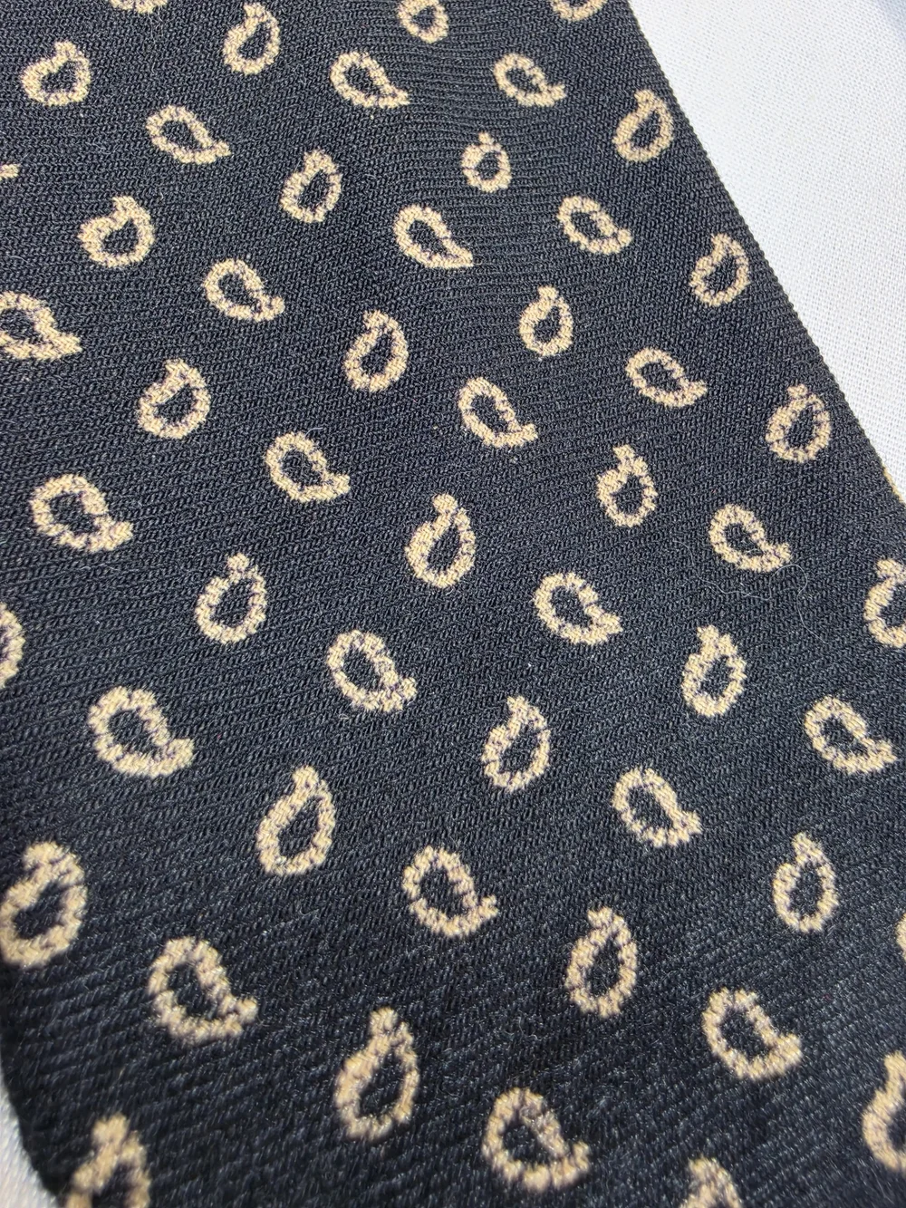 Michelsons of London Black Wool Paisley Tie Filson Made in England